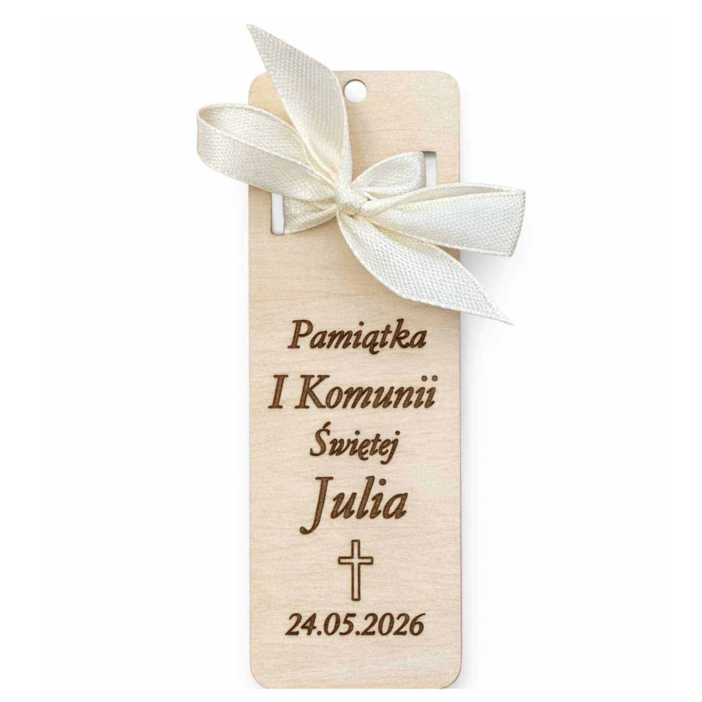 Personalizowane podziękowanie dla gości Pierwsza Komunia Święta z piękną kokardą 10 cm