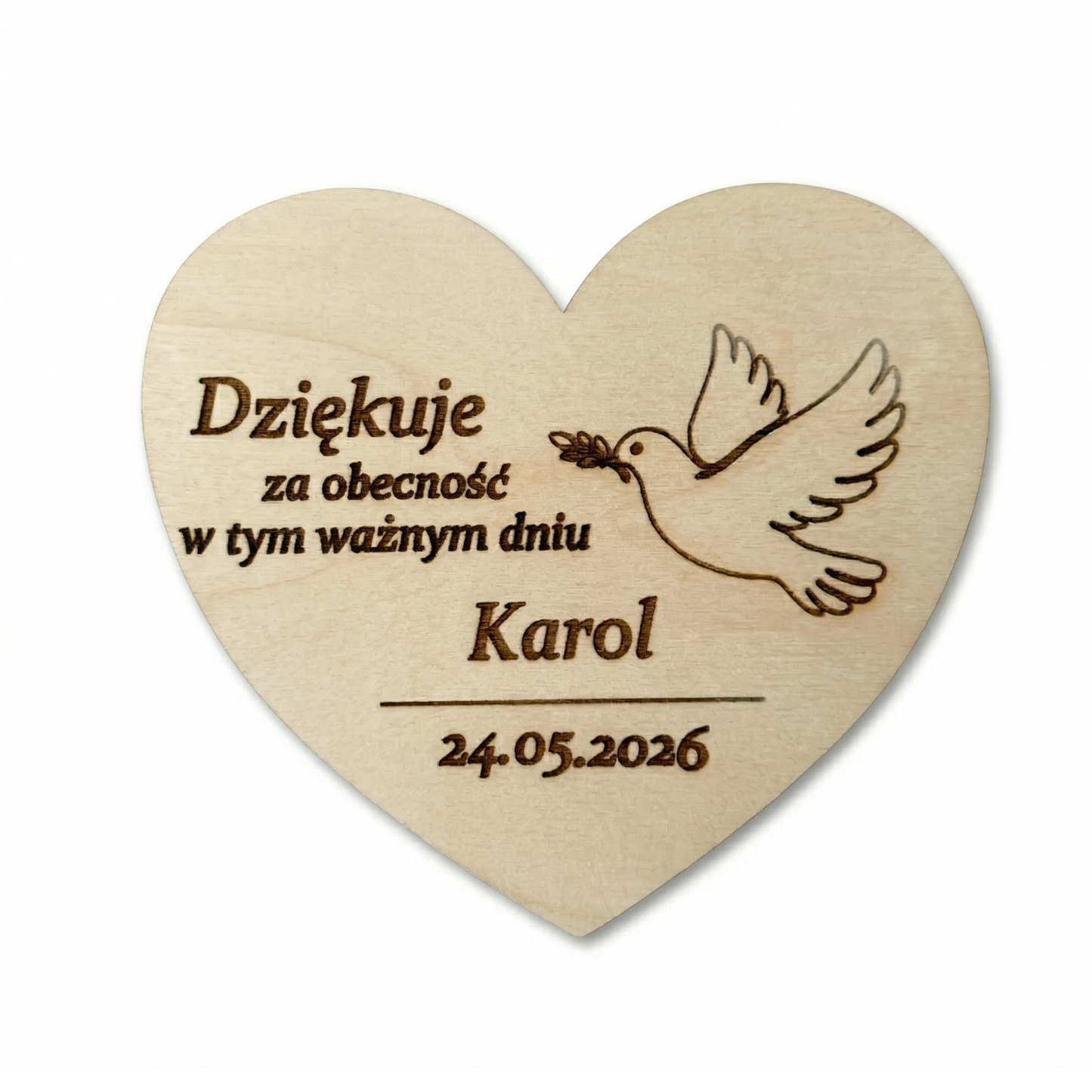 Personalizowane Podziękowanie dla Gości Serce. Pierwsza Komunia Święta.
